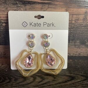 New Kate Park Gold and Pink Dangle Earrings